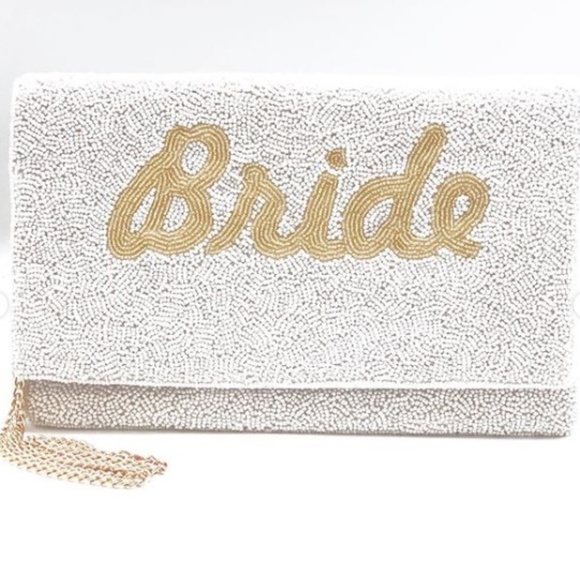 Last1! NWT Bride Ivory Beaded Clutch Bag